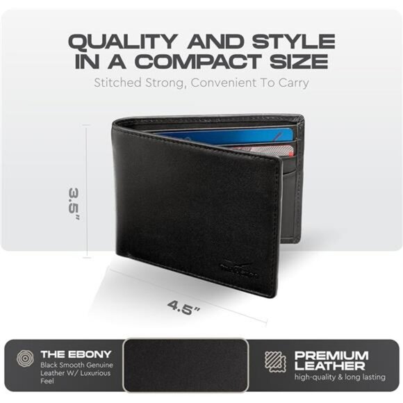 Wallet for Men’s - Genuine Leather Slim Bifold RFID Wallet - Gift for Men - Picture 2 of 7